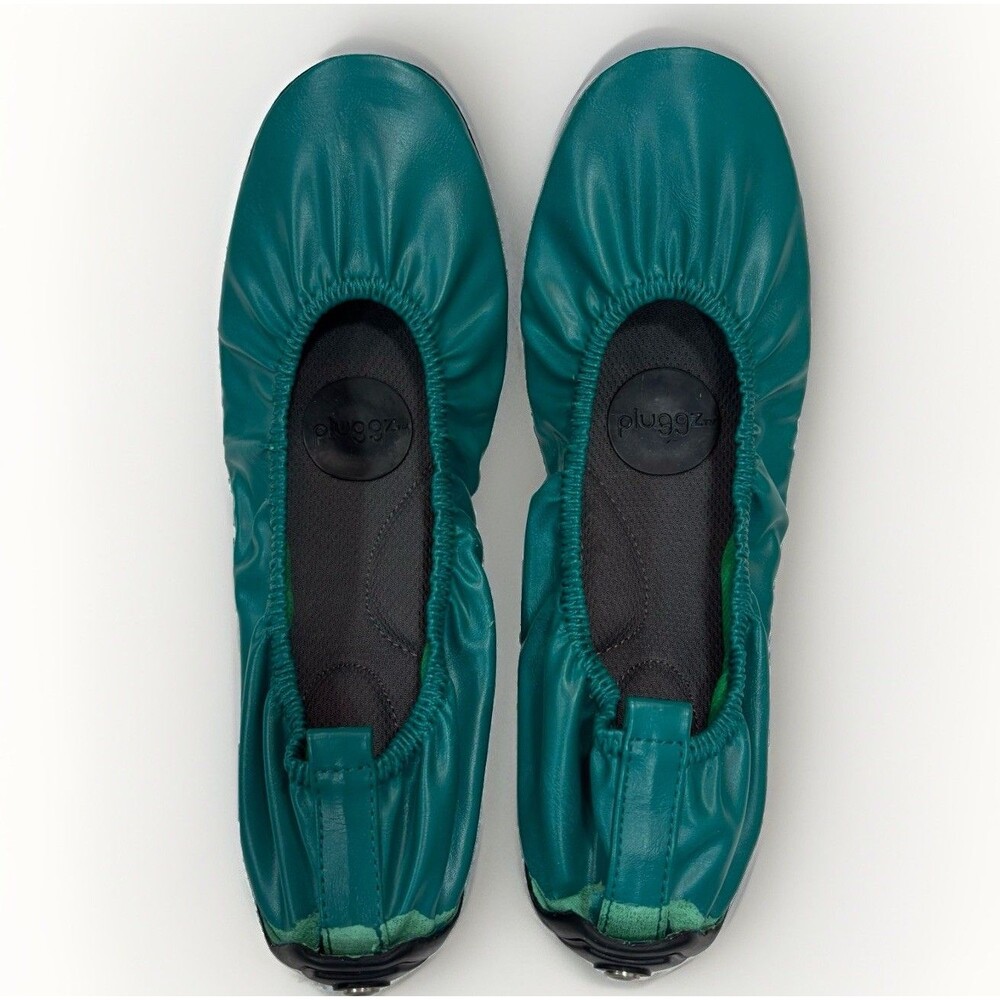 Pluggz Ballet Flats Womens Size 7 Faux Leather Packable Teal Earthing Grounding